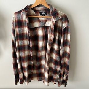 Upcycled Plaid Button Down Shirt X-Large
